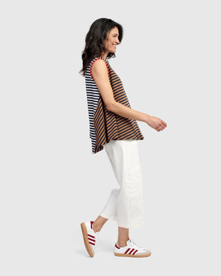 Denim Pocket Capri Pant, White