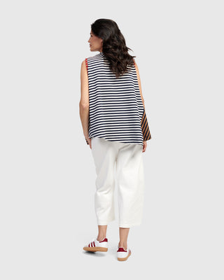 Denim Pocket Capri Pant, White