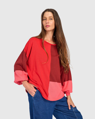 Colorblock Puff Sleeve Sweater