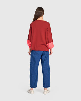 Colorblock Puff Sleeve Sweater