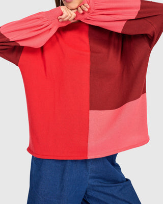 Colorblock Puff Sleeve Sweater