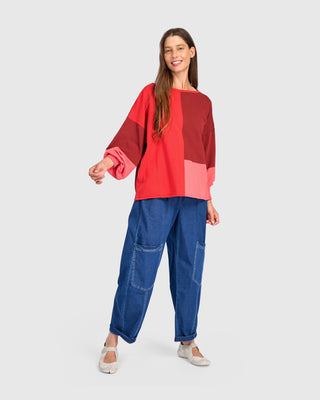 Colorblock Puff Sleeve Sweater
