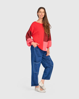 Colorblock Puff Sleeve Sweater