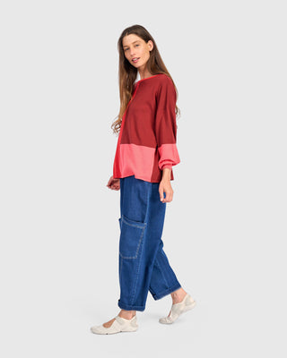 Colorblock Puff Sleeve Sweater