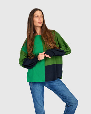 Colorblock Puff Sleeve Sweater