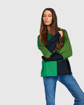 Colorblock Puff Sleeve Sweater