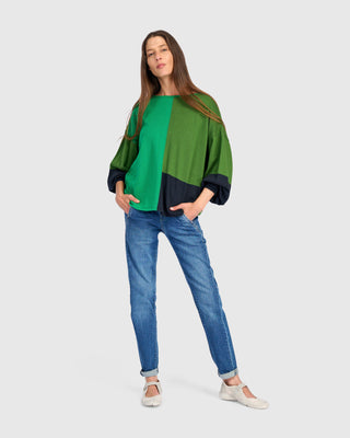 Colorblock Puff Sleeve Sweater
