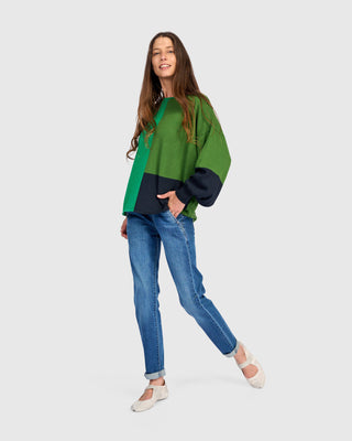 Colorblock Puff Sleeve Sweater