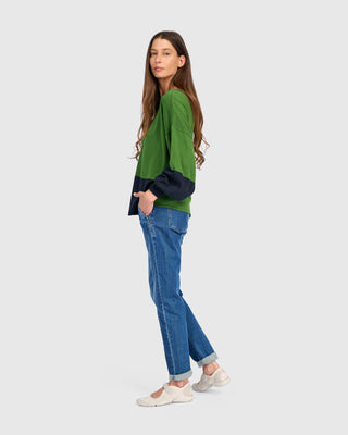 Colorblock Puff Sleeve Sweater