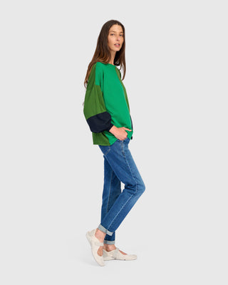 Colorblock Puff Sleeve Sweater