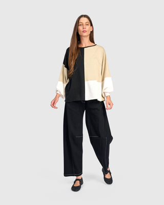 Colorblock Puff Sleeve Sweater