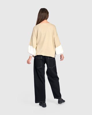 Colorblock Puff Sleeve Sweater