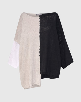 Colorblock Stepped Hem Sweater, Mix