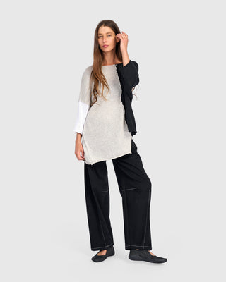Colorblock Stepped Hem Sweater, Mix