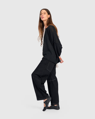 Colorblock Stepped Hem Sweater, Mix