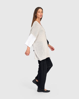 Colorblock Stepped Hem Sweater, Mix