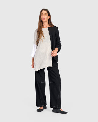 Colorblock Stepped Hem Sweater, Mix