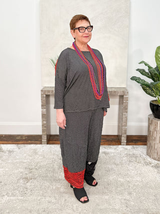 Alembika Crinkle Mix Relaxed Top, Red - Statement Boutique