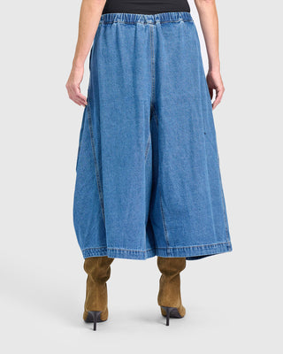 Draped Pocket Harem Pants, Denim