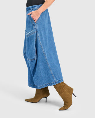 Draped Pocket Harem Pants, Denim