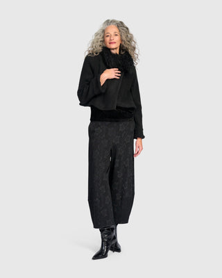 Faux Fur Collar Boucle Jacket, Black