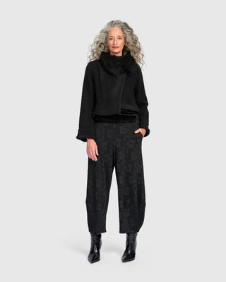 Faux Fur Collar Boucle Jacket, Black