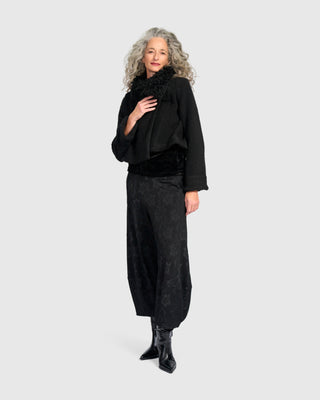 Faux Fur Collar Boucle Jacket, Black