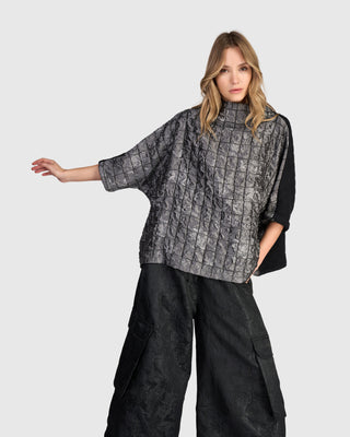 Jacquard Boxy Top, Silver