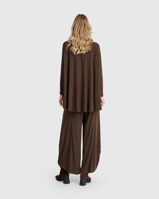 Alembika Matte Jersey Mock Neck Trapeze Top, Sepia - Statement Boutique