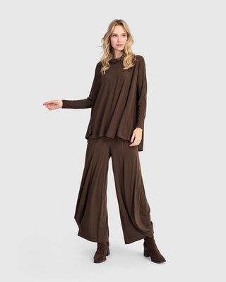 Alembika Matte Jersey Mock Neck Trapeze Top, Sepia - Statement Boutique