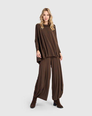 Alembika Matte Jersey Mock Neck Trapeze Top, Sepia - Statement Boutique