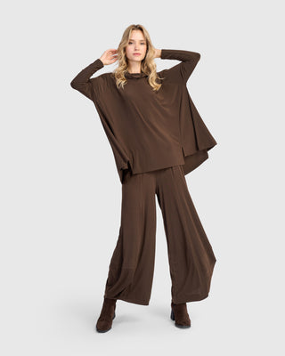 Alembika Matte Jersey Mock Neck Trapeze Top, Sepia - Statement Boutique