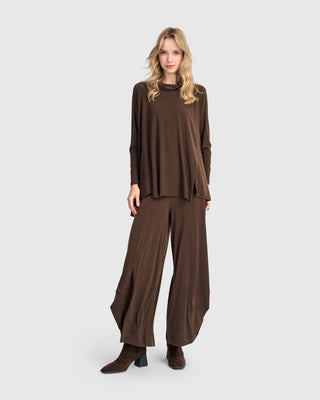 Alembika Matte Jersey Mock Neck Trapeze Top, Sepia - Statement Boutique