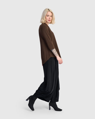 Alembika Matte Jersey V Neck Top, Sepia - Statement Boutique