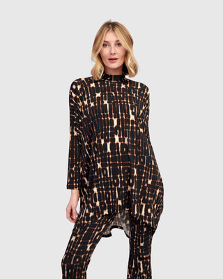 Alembika Oversized Mock Neck Hi Lo Tunic, Matrix - Statement Boutique