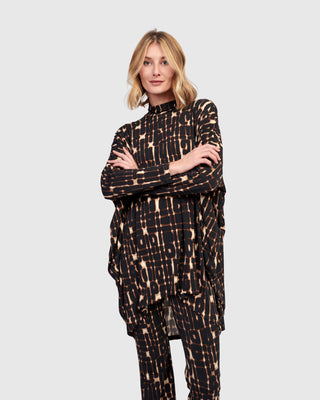 Alembika Oversized Mock Neck Hi Lo Tunic, Matrix - Statement Boutique