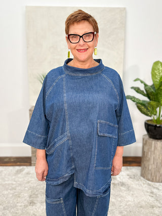 Oversized Pocket Boxy Top, Denim