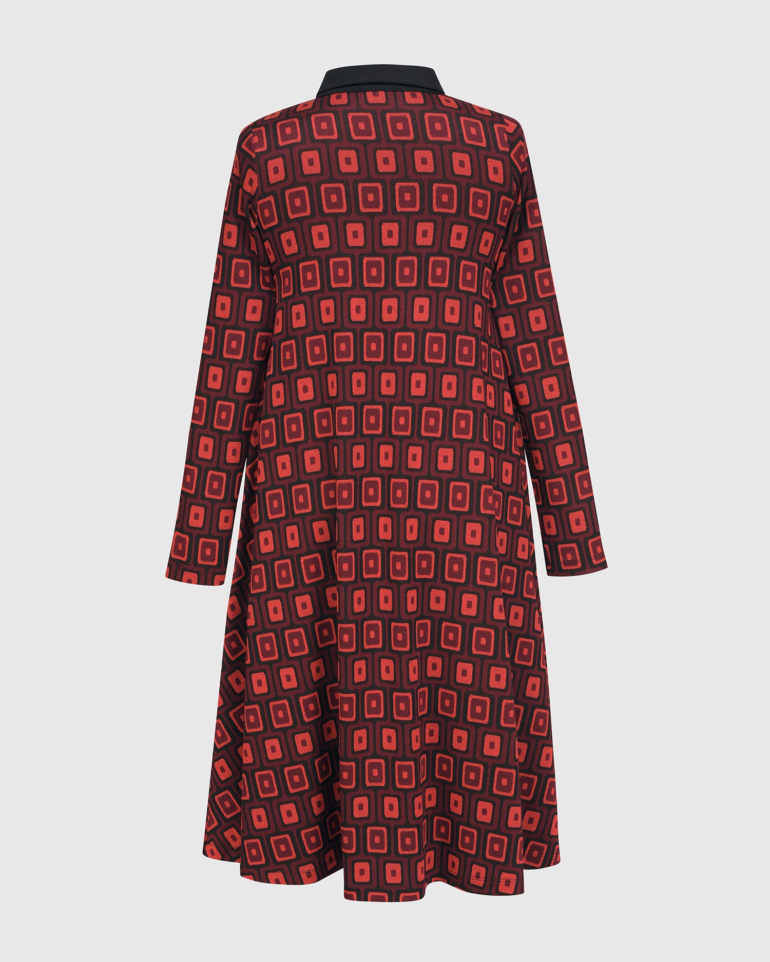 Alembika (Pre-Order) Pattern Knit Shirt Dress, Red - Statement Boutique