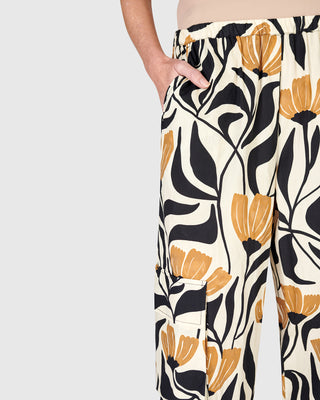 Pocket Straight Leg Crop Pant, Tulips