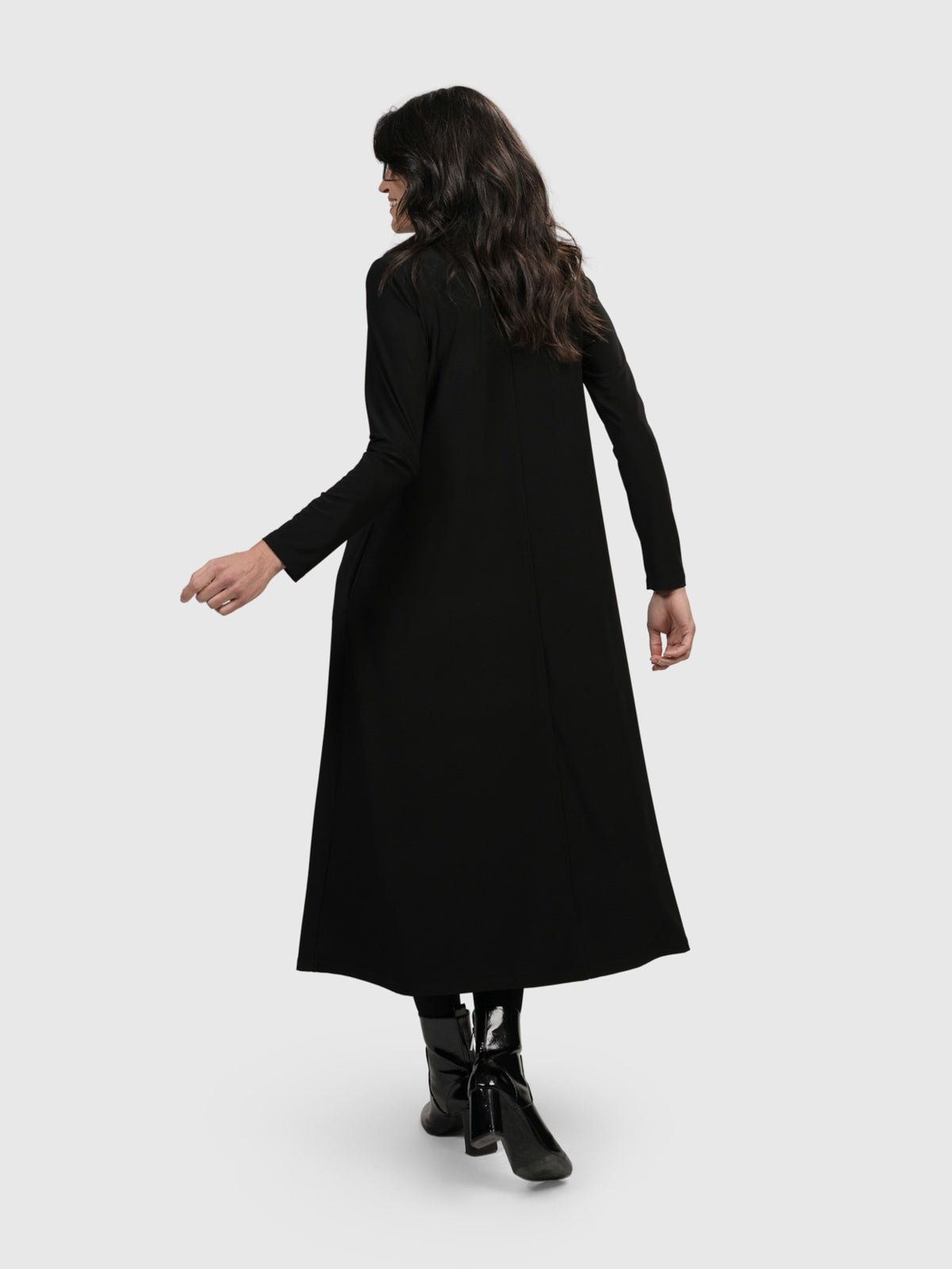 Alembika (Pre-Order) Mock Neck A-Line Dress, Black - Statement Boutique