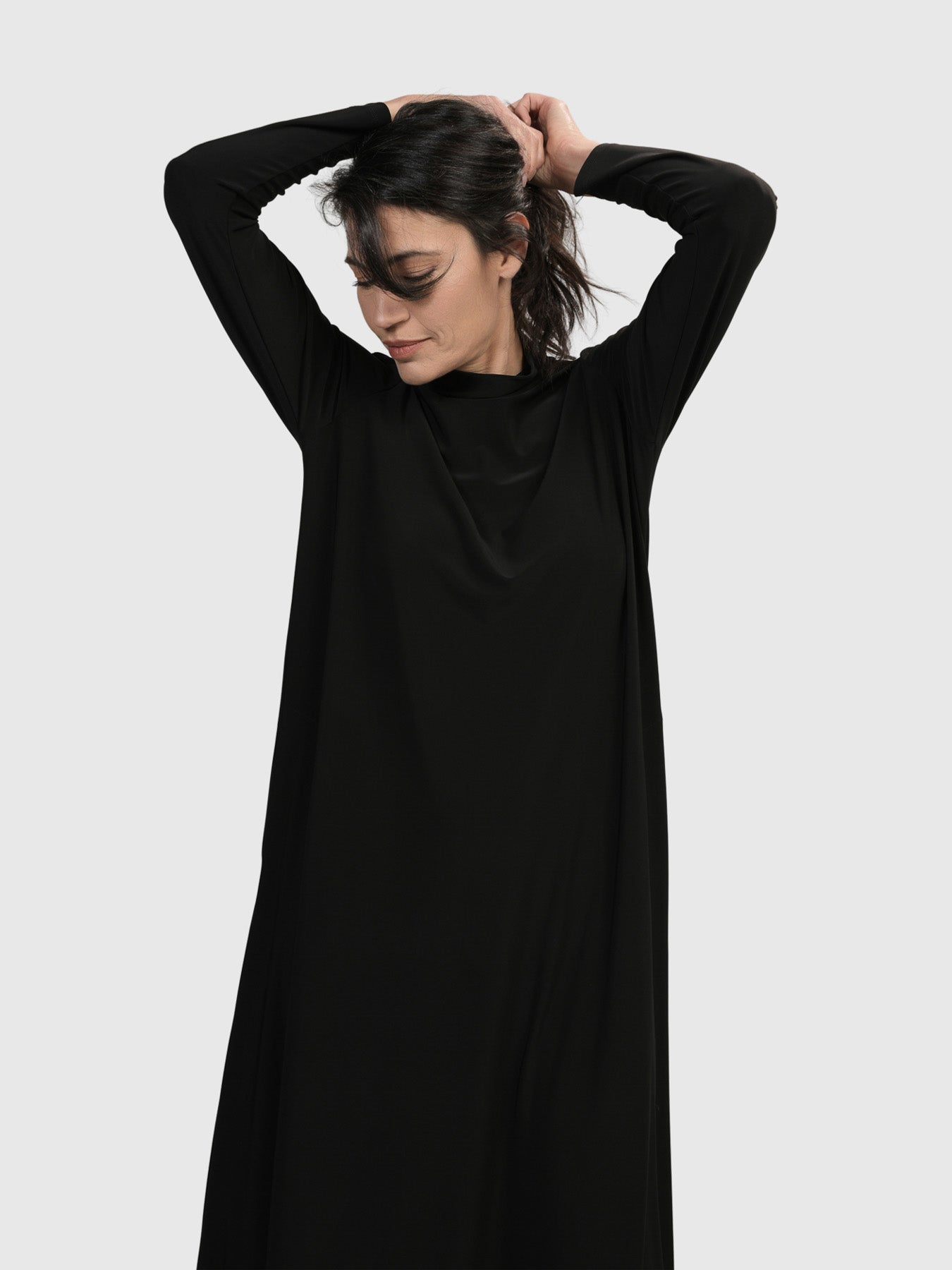 Alembika Mock Neck A-Line Dress, Black 2 Alembika Mock Neck A-Line Dress, Black 2