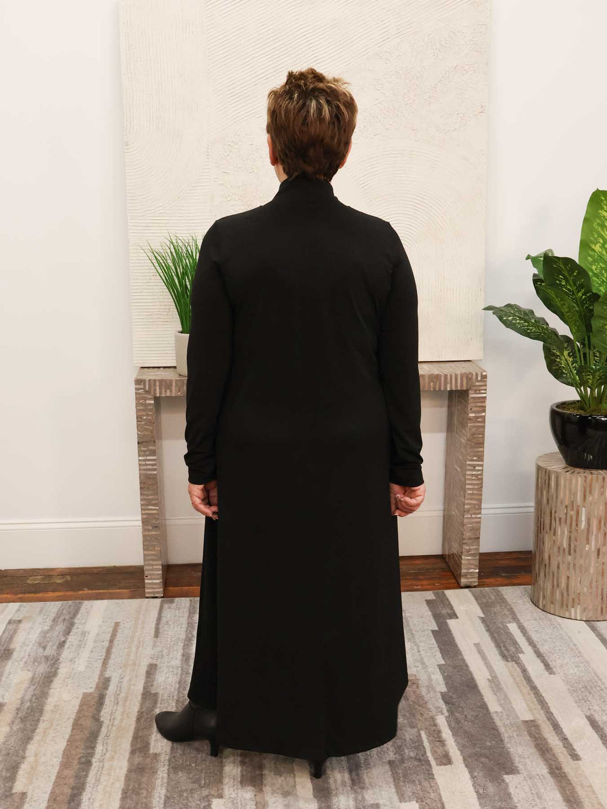 Alembika (Pre-Order) Mock Neck A-Line Dress, Black - Statement Boutique