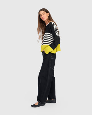 Striped Accent Color Sweater, Mix