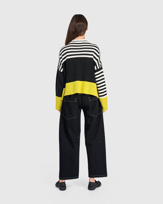 Striped Accent Color Sweater, Mix