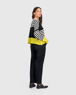 Striped Accent Color Sweater, Mix