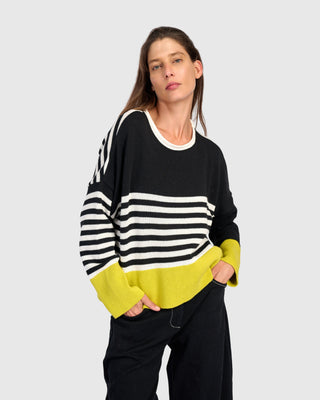 Striped Accent Color Sweater, Mix