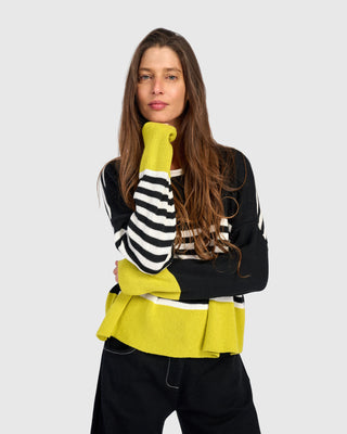 Striped Accent Color Sweater, Mix