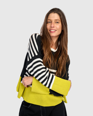 Striped Accent Color Sweater, Mix