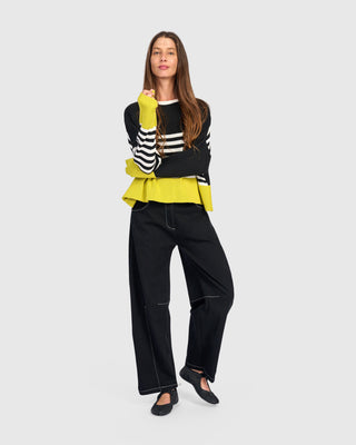 Striped Accent Color Sweater, Mix
