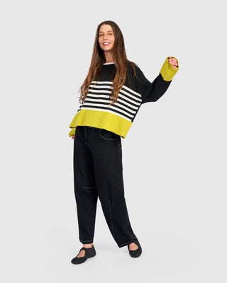 Striped Accent Color Sweater, Mix